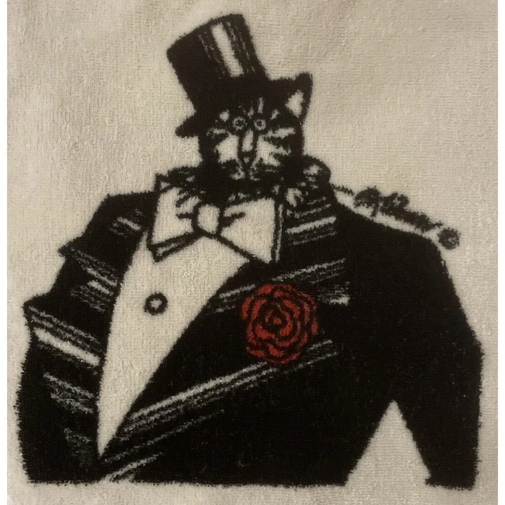 Vintage B. Kilban HIGH CLASS CAT Wash Cloth 12 X 12. Made In USA Burlington